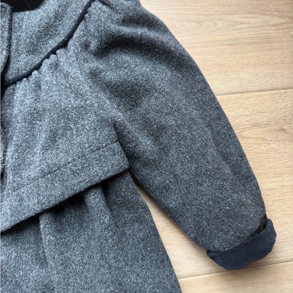 Rothschild | Vintage Gray Girl’s Wool Dress Coat Black Bow Button Up | size 4 - Picture 5 of 12
